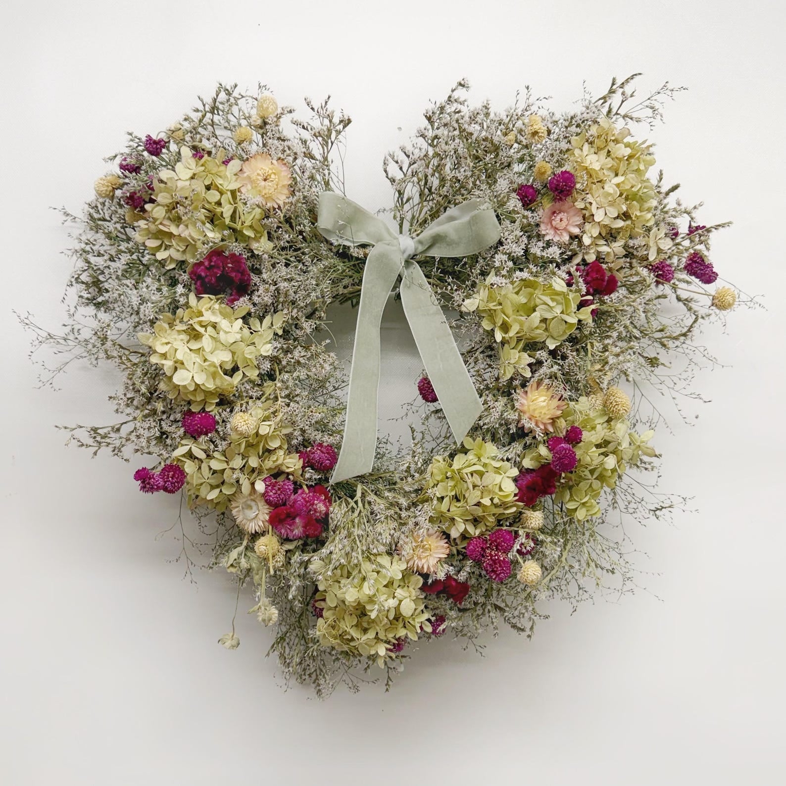Trockenblumen-Herzkranz „Plum & Hydrangea“ – 51 cm