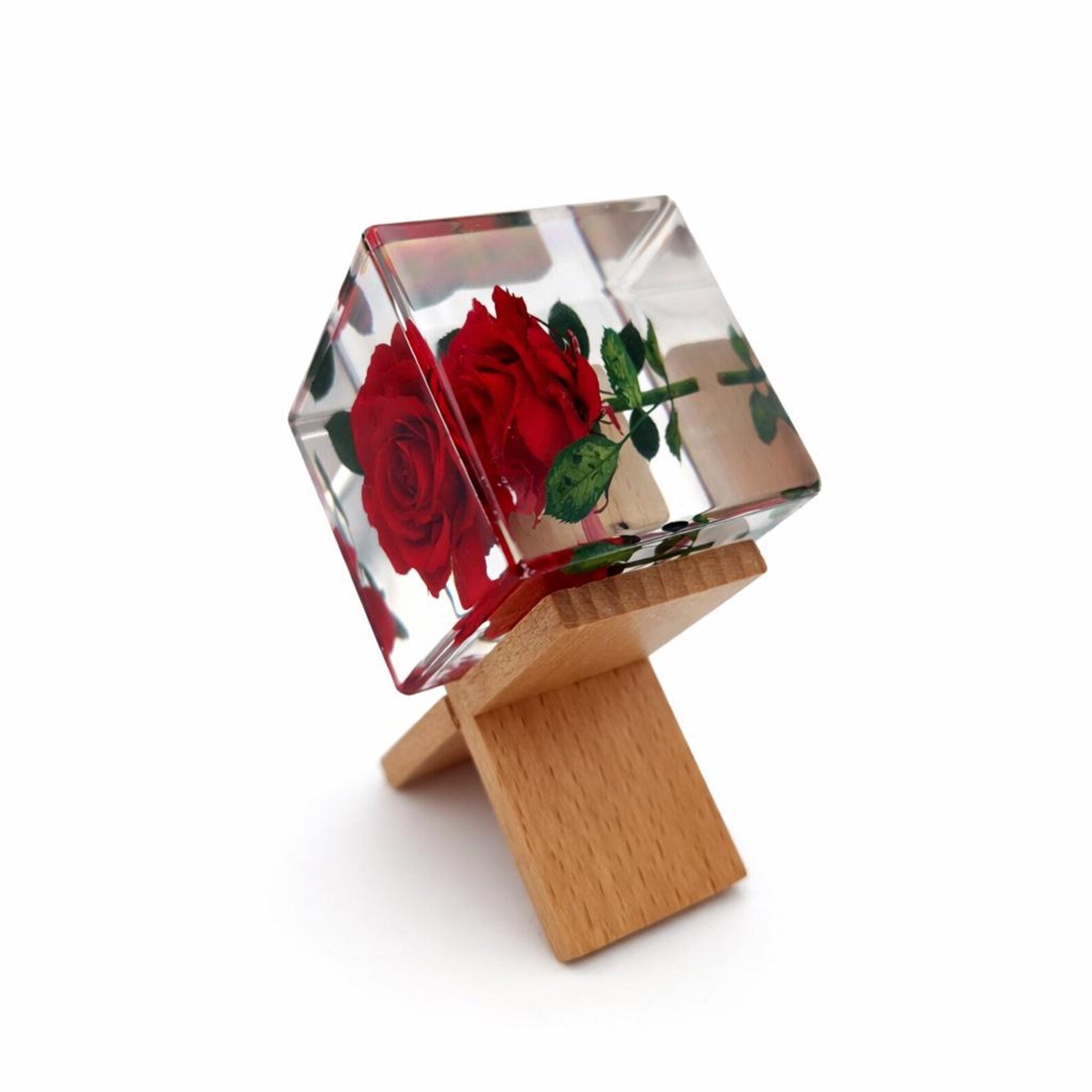 Rosen-Dekoration in Harz – 5,1 cm – Ansicht 2