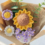 Crochet Sunflower Bouquet with Vintage Paper Wrap – view 6