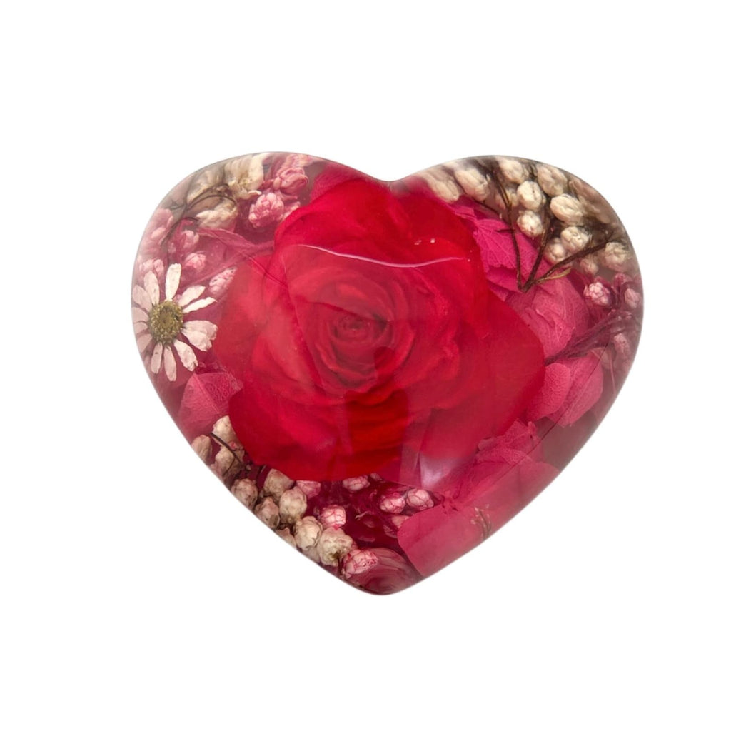Real Red Rose Heart Paperweight