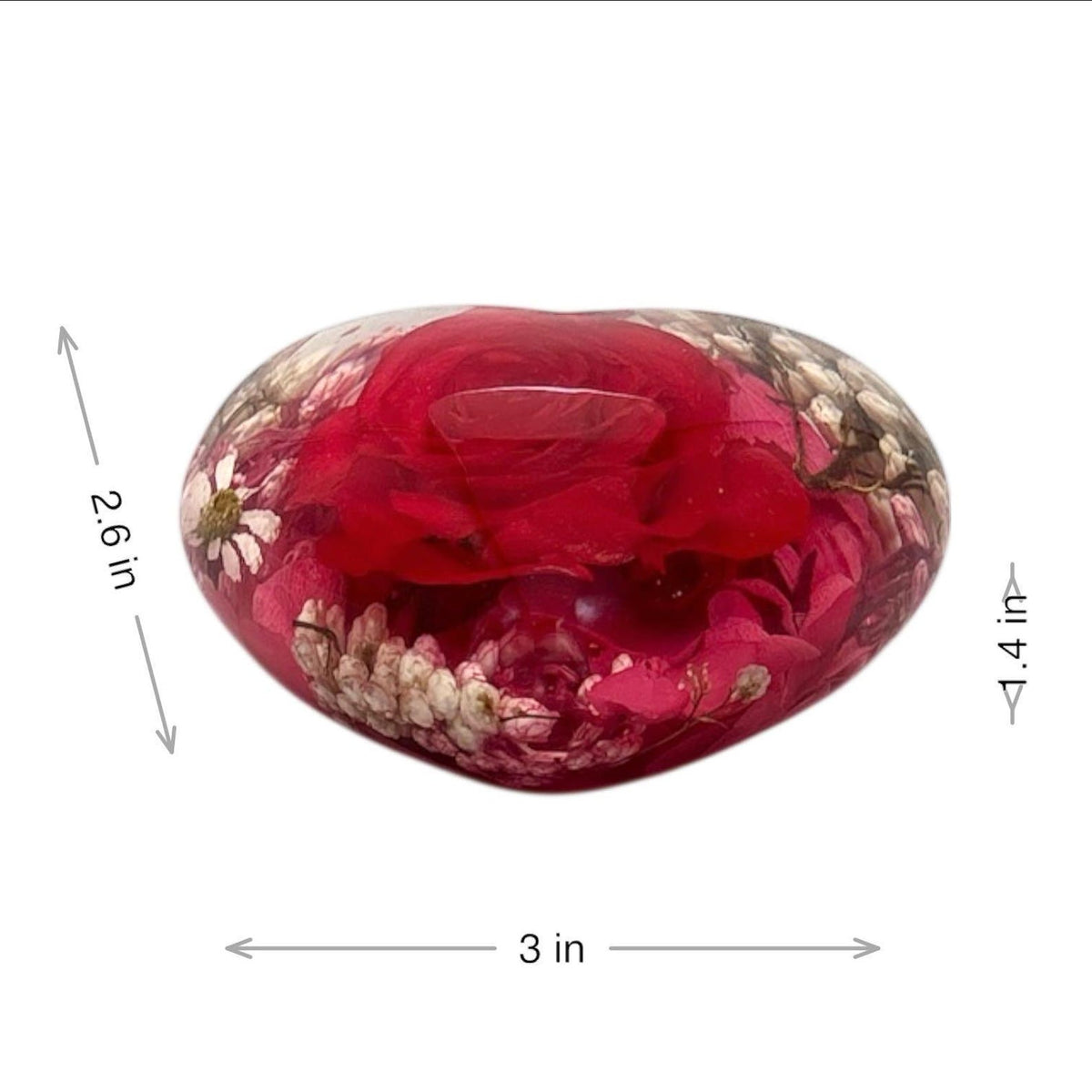 Real Red Rose Heart Paperweight – view 2
