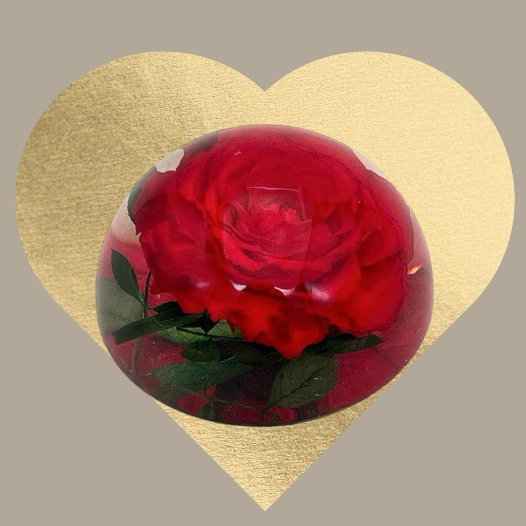 Real Rose Resin Paperweight – 2.5 × 1.3 in