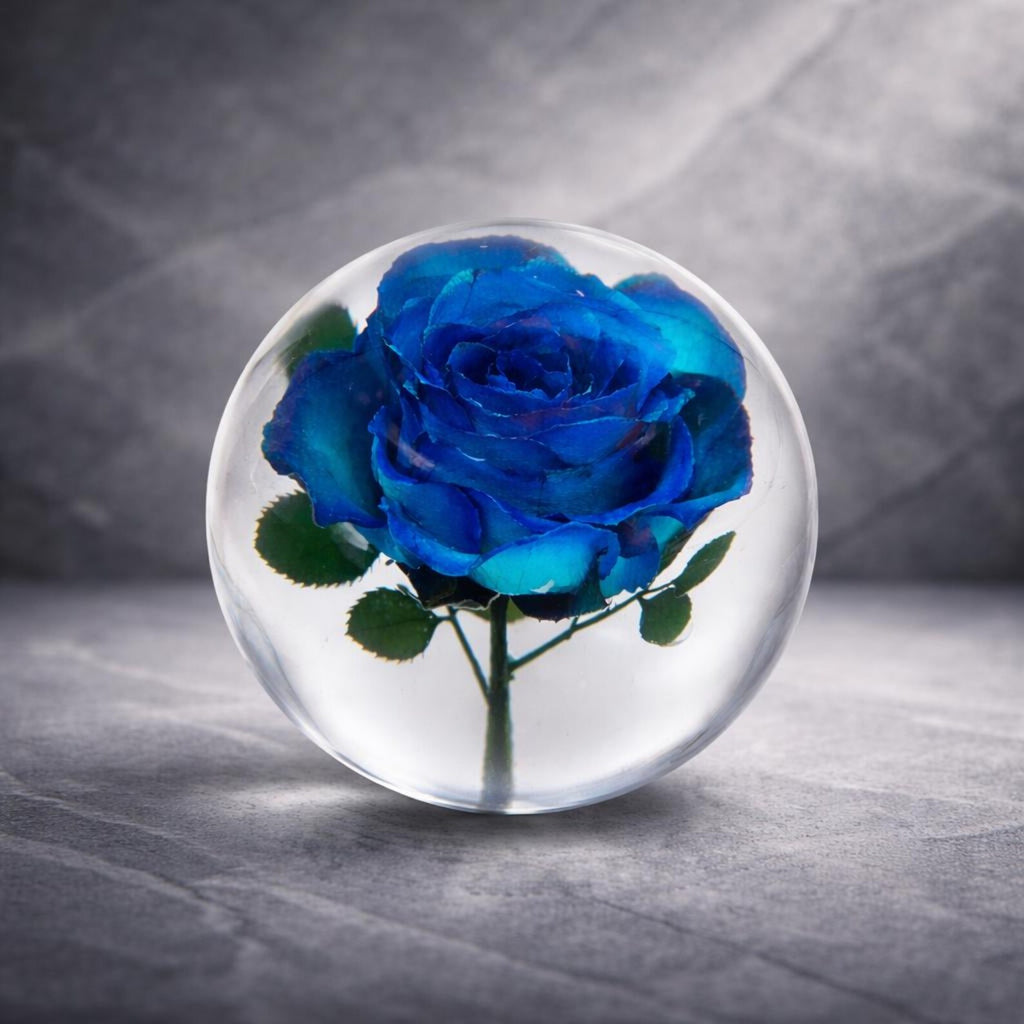 Blaue Rose in Harz – rundes Papiergewicht – Ansicht 6