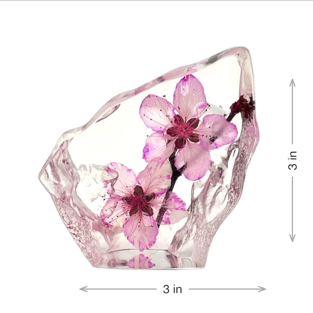 Real Peach Blossom Resin Display – 3 × 3 × 1 in – view 2