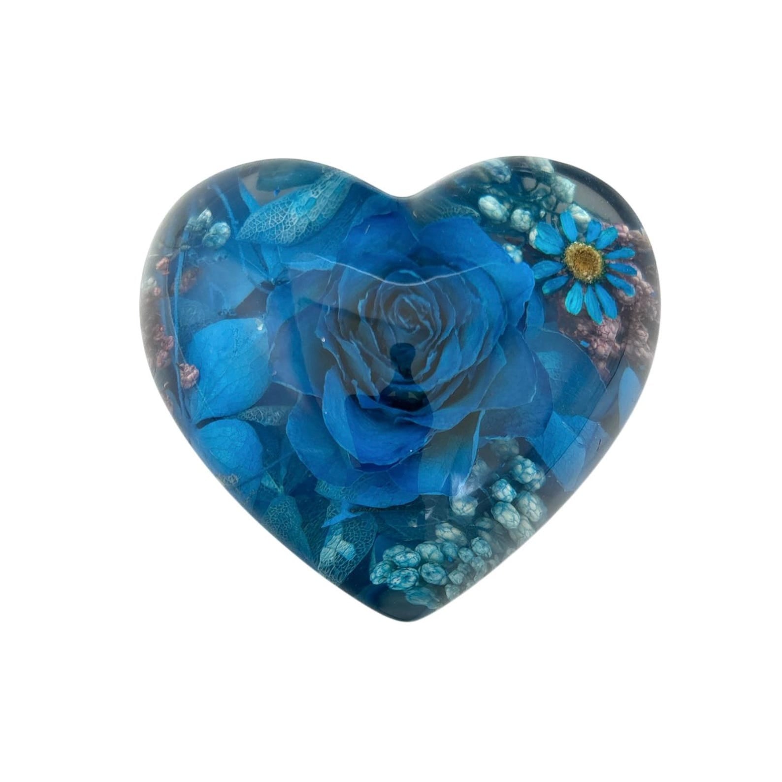 Herz-Papiergewicht mit echter blauer Rose