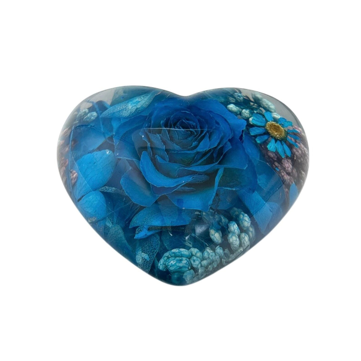 Real Blue Rose Heart Paperweight – view 3