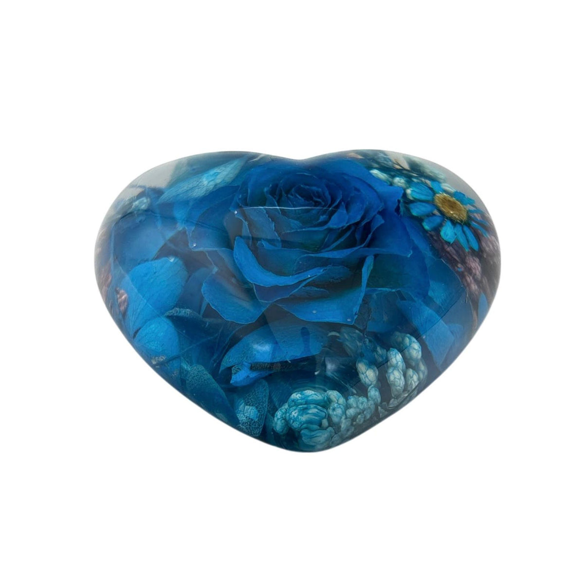 Real Blue Rose Heart Paperweight – view 4