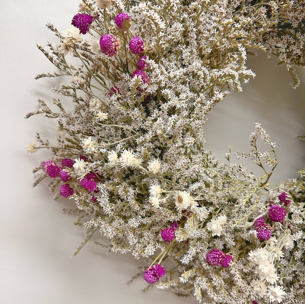 Dried Flower Heart Wreath “Purple Sweetie” – 19–20 in – view 2