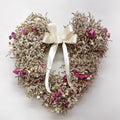 Dried Flower Heart Wreath “Ivory Satin Bow” – 20 in