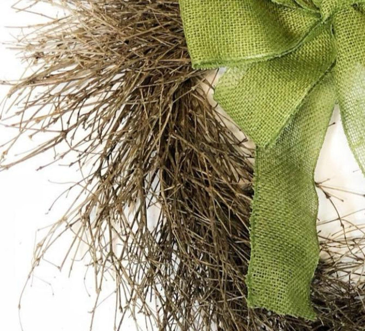Twig Heart Wreath “Green Bow Twig” – 18–20 in – view 2