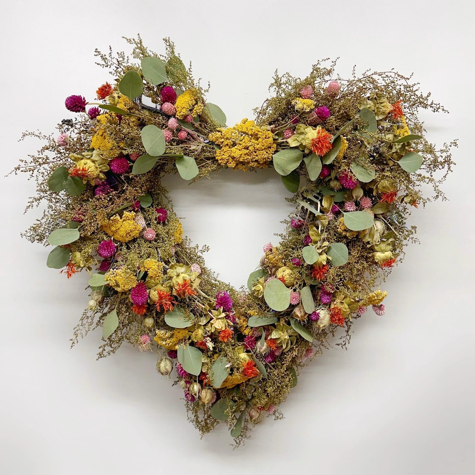 Dried Flower Heart Wreath “Blossom” – 20 in