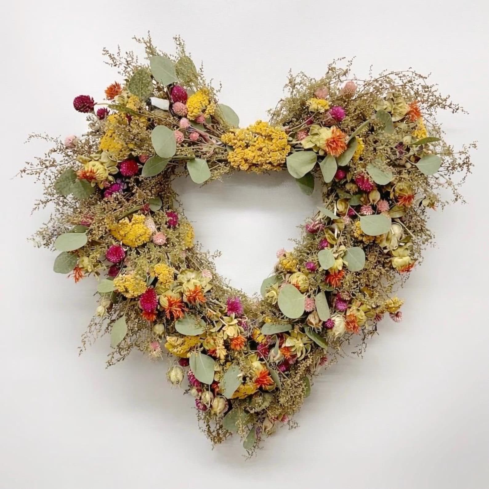 Dried Flower Heart Wreath “Devotion” – 20 in