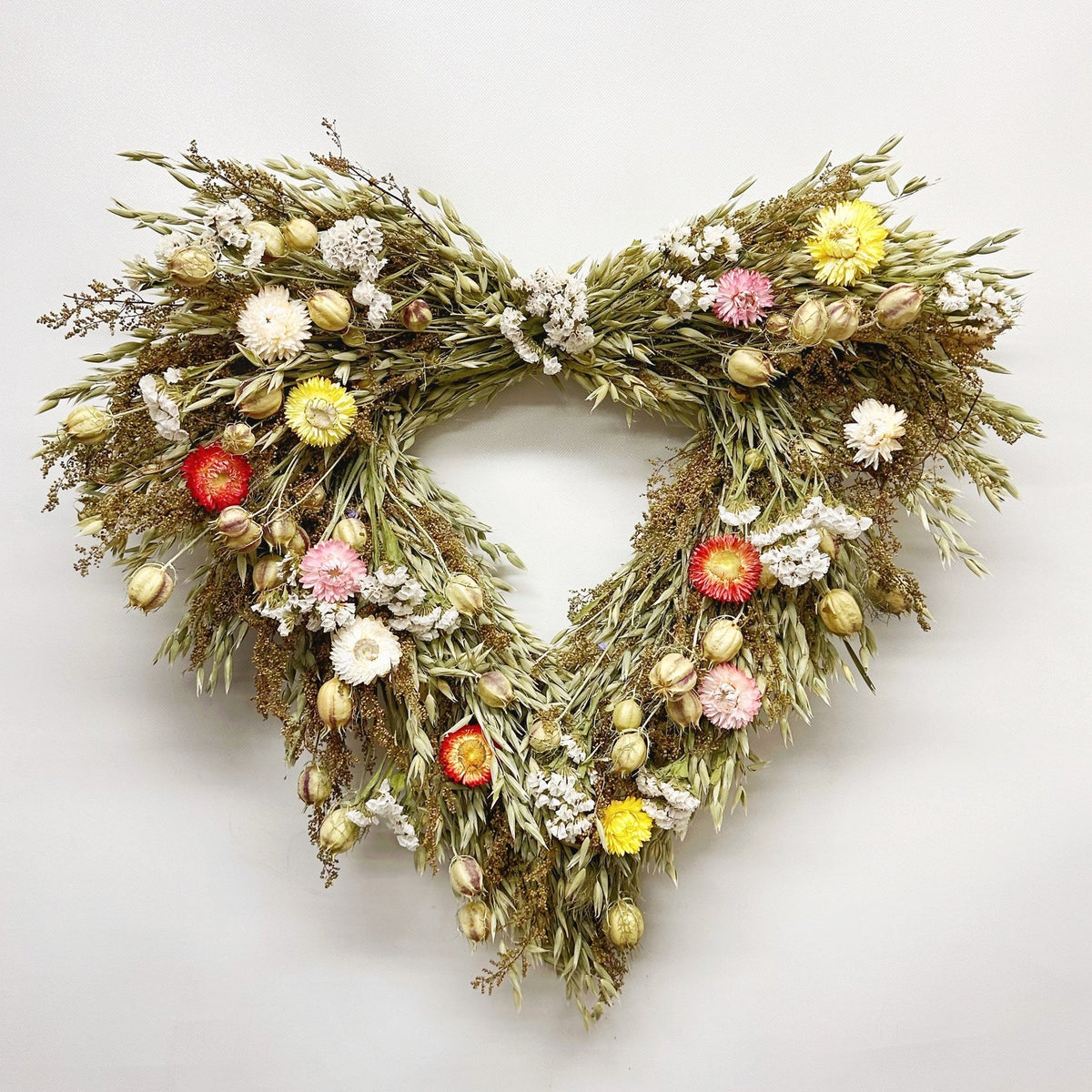 Dried Flower Heart Wreath “Cheerful Heart” – 20 in