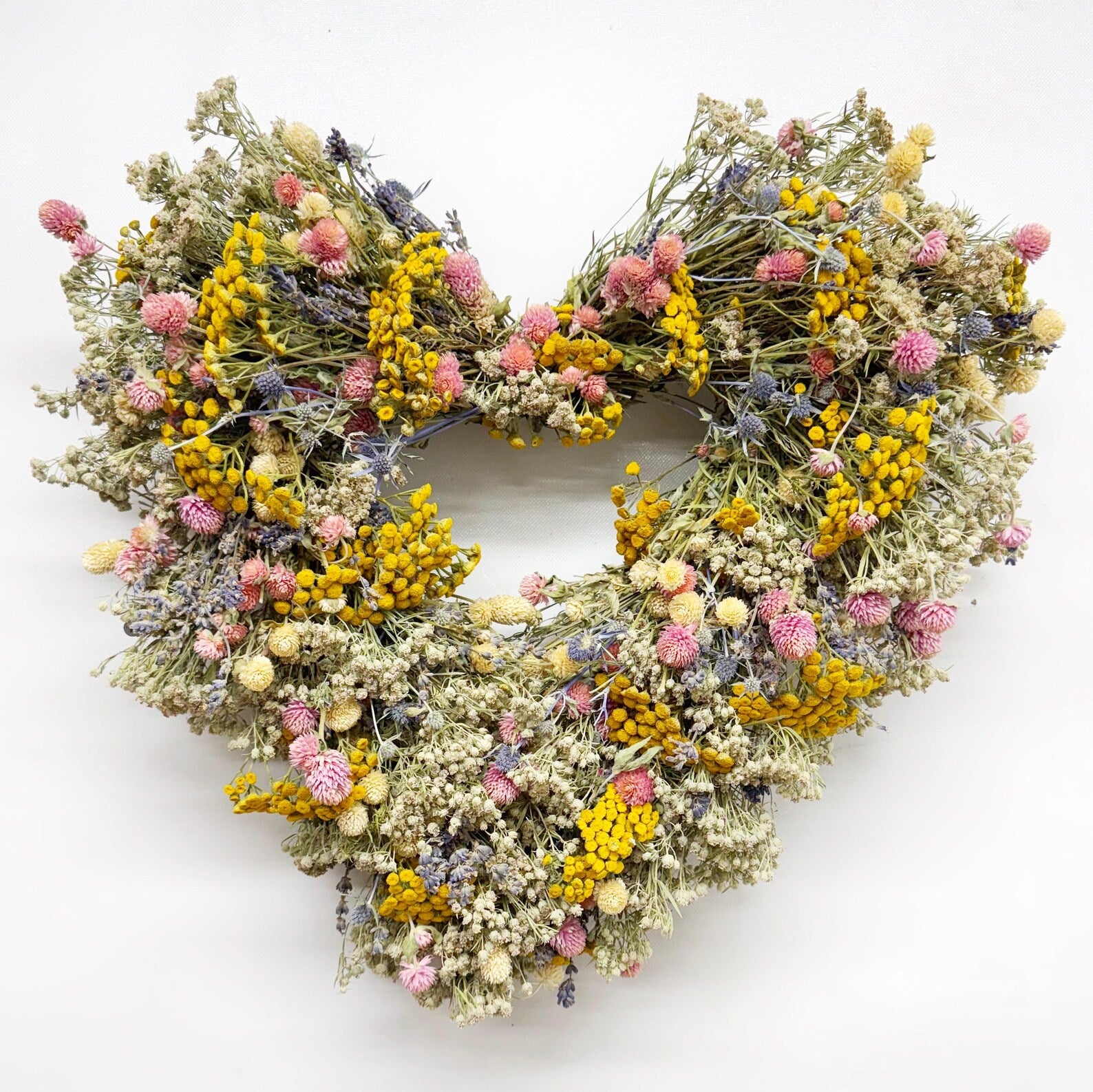 Dried Flower Heart Wreath “Embroidery” – 19–20 in