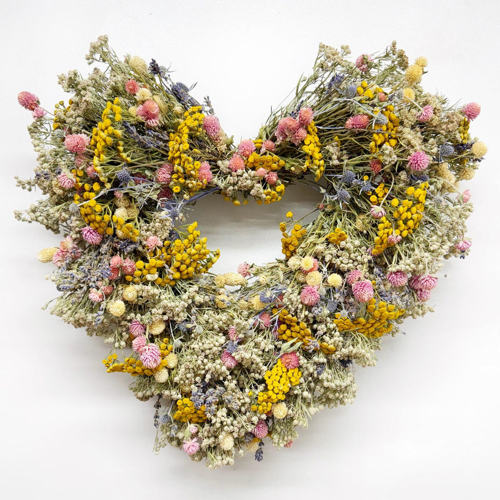 Dried Flower Heart Wreath “Embroidery” – 20 in