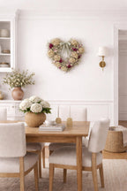 Dried Flower Heart Wreath “Plum & Hydrangea” – 20 in