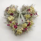 Dried Flower Heart Wreath “Plum & Hydrangea” – 20 in