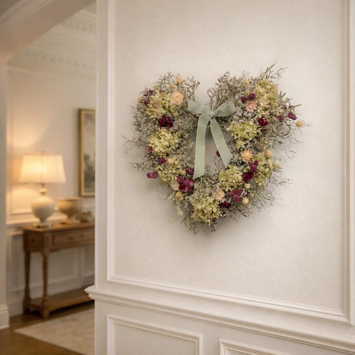 Dried Flower Heart Wreath “Plum & Hydrangea” – 20 in – view 5