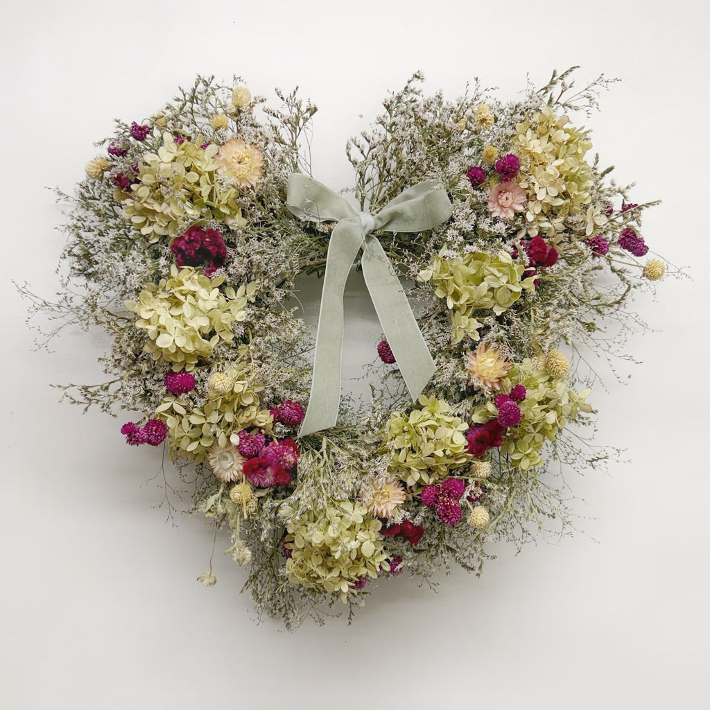 Dried Flower Heart Wreath “Plum & Hydrangea” – 20 in – view 3