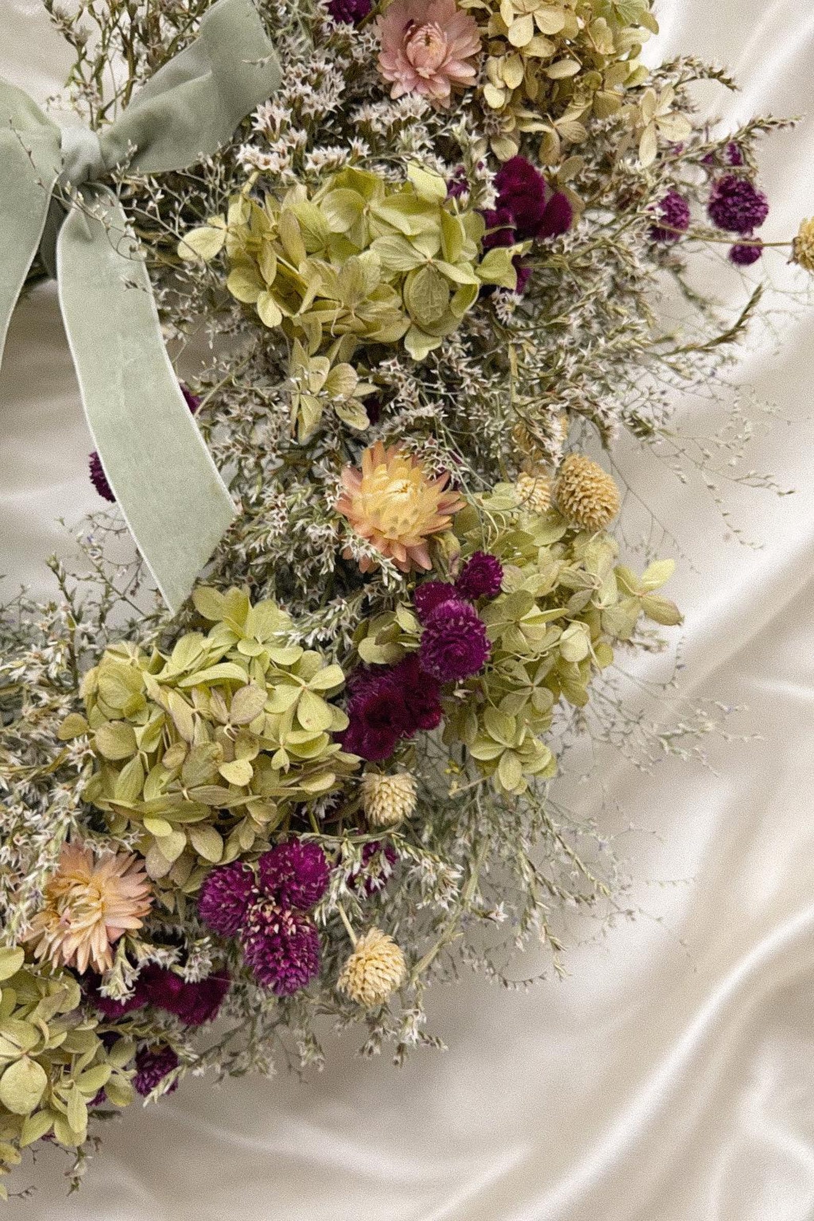 Dried Flower Heart Wreath “Plum & Hydrangea” – 20 in – view 4