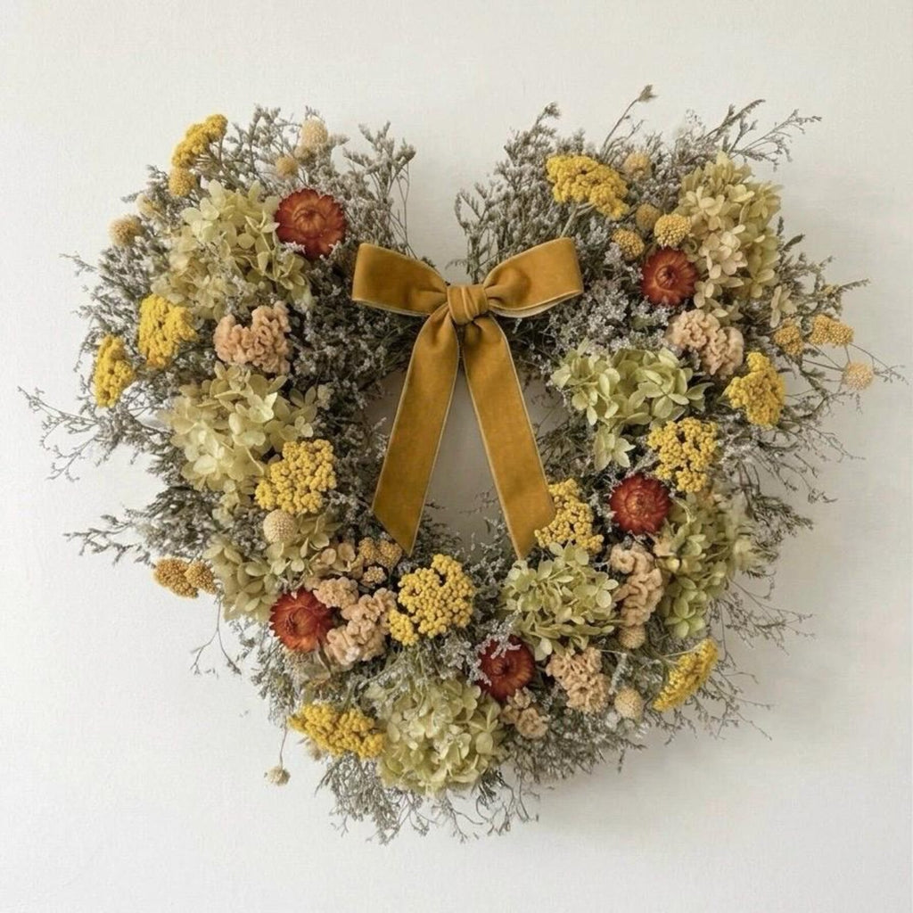 Dried Flower Heart Wreath “Autumn’s Heart” – 20 in