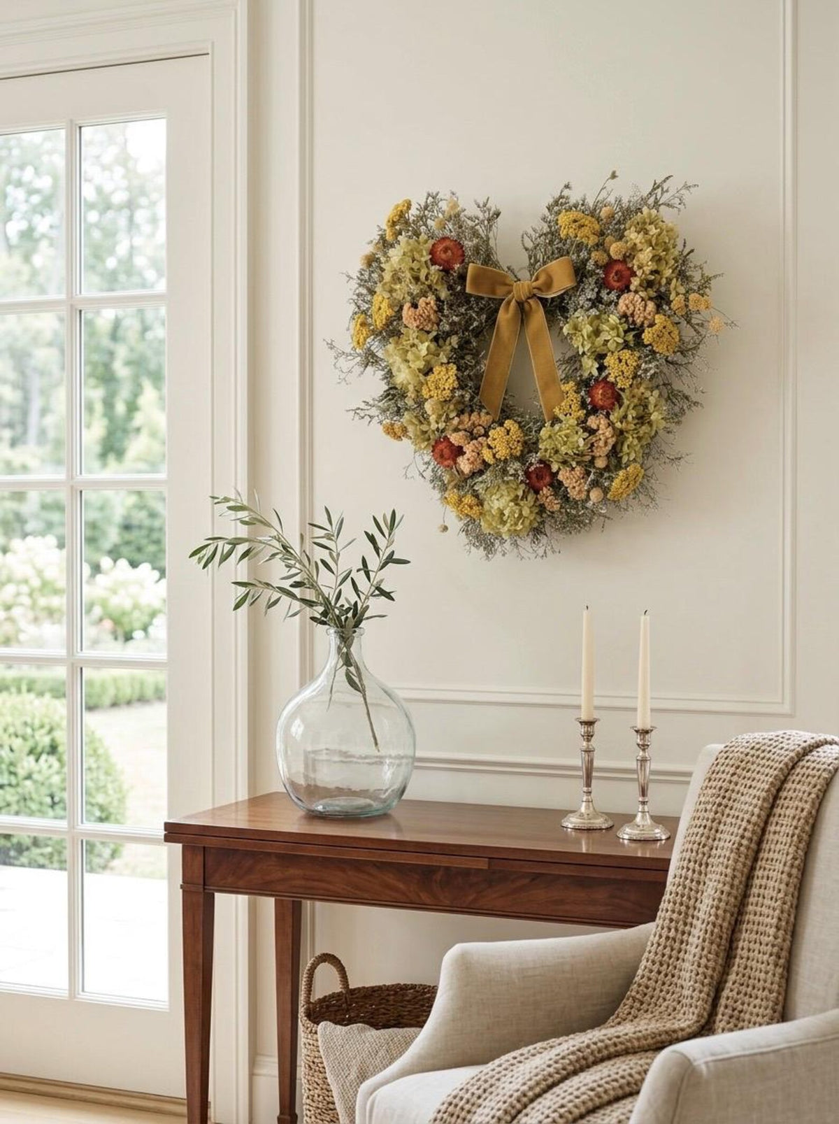 Dried Flower Heart Wreath “Autumn’s Heart” – 20 in – view 2